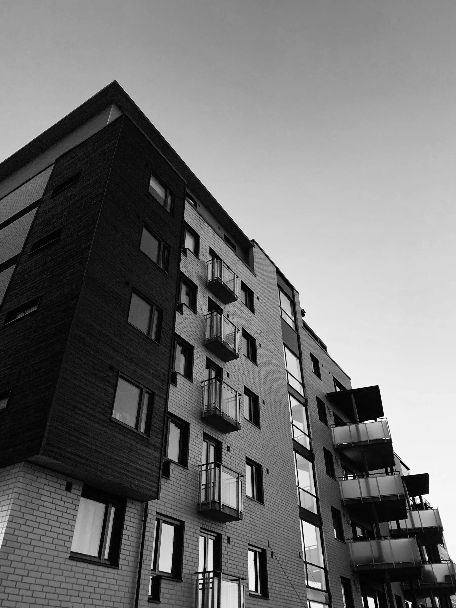 An apartment block with stacked balconies